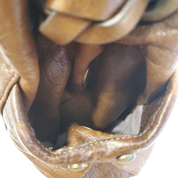 Kooba Hobo Bag Shoulder Carla Braided Tassels Brown Leather Drawstring Satchel - Picture 11 of 16